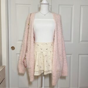 Pink fluffy oversized cardigan from Japan